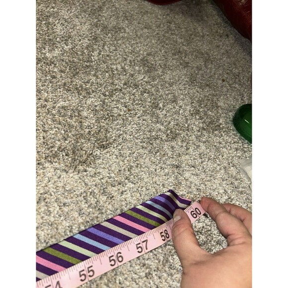 Charles Tyrwhitt London 100% Silk Print Tie 60”3.50” Pastel Stripe Office Formal - Picture 4 of 4